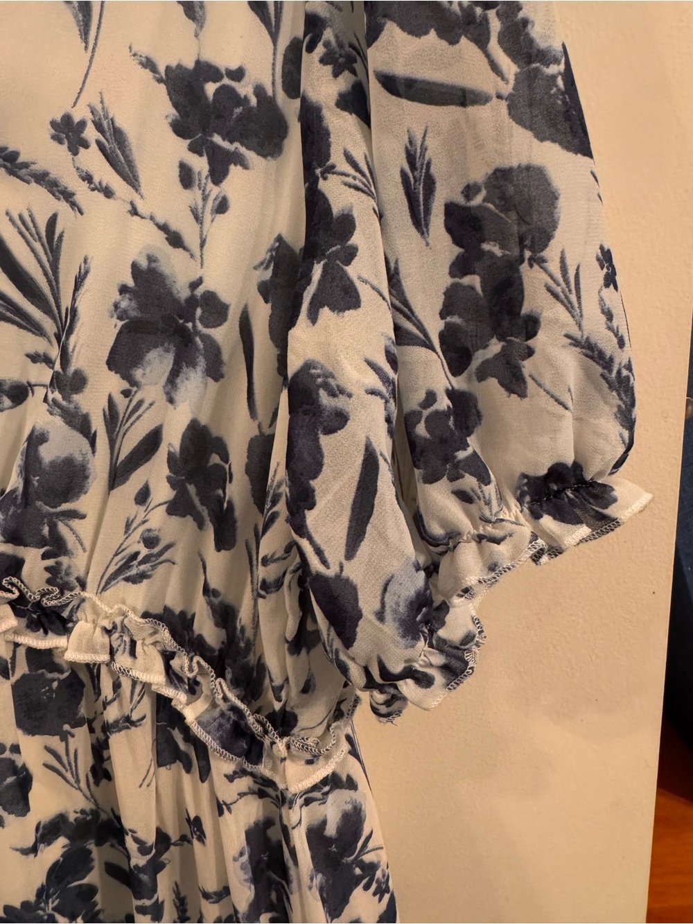 Simplee Apparel Cream Maxi Dress with Navy Floral Print - Picture 6 of 7